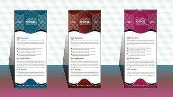 Roll up banner template. layout corporate roll up banner signage standee template. professional corporate roll up banner design. business roll up banner design. roll up banner design. vector