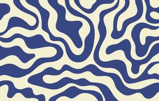 Abstract horizontal background with colorful waves. Trendy vector illustration in style retro 60s, 70s. Blue and beige colors