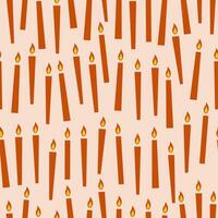 Burning candles seamless pattern. Presents and gifts festive wrapping paper. Monochrome background. Vector flat illustration