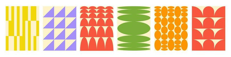 resumen conjunto antecedentes de ingenuo geométrico formas brutal geométrico figura ola patrones. de moda retro vector ilustración