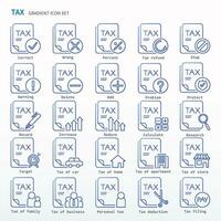 Tax icon set - gradient Icons. Same as tax, accounting, audit, taxes, vat, bank, money. vector