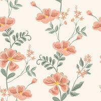 Hand Drawn Vintage Wild Flower Seamless Pattern vector