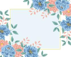 Hand Drawn Blue and Pink Rose Border vector