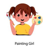 Trendy Painting Girl vector