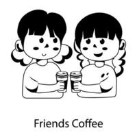 Trendy Friend Coffee vector