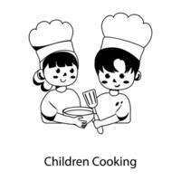 Trendy Children Cooking vector