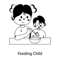 Trendy Feeding Child vector