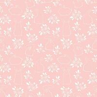 Seamless pattern of cute white rabbits on a pink background with floral elements. vector