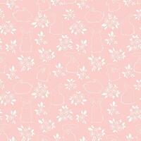 Seamless pattern of cute white rabbits on a pink background with floral elements. vector