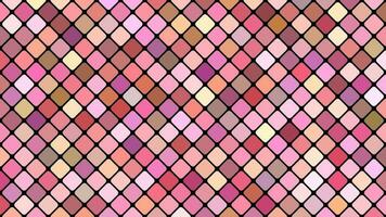 Colorful abstract diagonal square mosaic pattern background - seamless loop motion graphic design in pink tones video