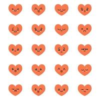 Heart kawaii set. Vector flat icons