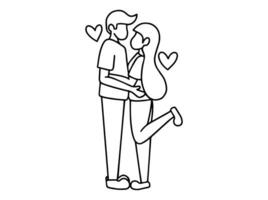 Romantic Couple Line art Illustration vector