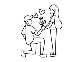 Romantic Couple Valentine Day Line art vector