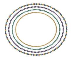 Hand drawn watercolor Mardi Gras carnival symbols. String of beads necklace jewelry throws in traditional color. Single object isolated on white background. Design for party invitation, print, shop vector
