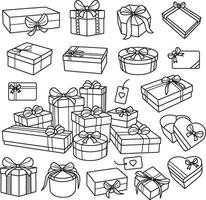 Gift box set doodle vector