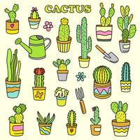 cactus plantas dibujos animados vistoso garabatear vector