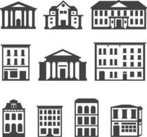 Building sets. Containing house, office, school, hotel, shop, museum and apartment vector