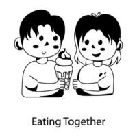 Trendy Eating Together vector