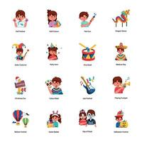 Set of Global Festivals Flat Icons vector