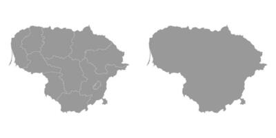 Lithuania gray map with counties. Vector illustration.