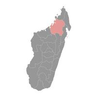 Sofía región mapa, administrativo división de Madagascar. vector ilustración.