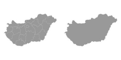 Hungary grey map with administrative districts. Vector illustration.