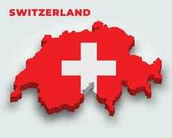 Switzerland 3d map with flag vector