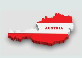 Austria 3d bandera mapa vector
