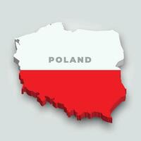 3d mapa de Polonia con bandera vector