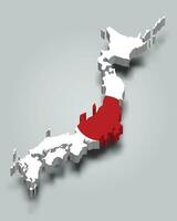 Japón 3d mapa con bandera vector