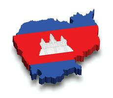 3d map of Cambodia with flag vector