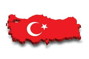 Turkey 3d flag map vector