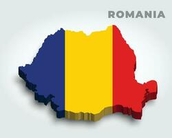 Romania 3d map with national flag vector