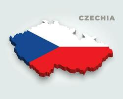 Czechia 3d flag map vector