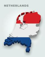 3d mapa de Países Bajos con bandera vector