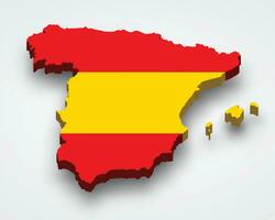 Spain 3d flag map vector