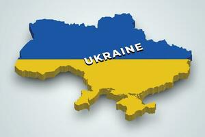 Ukraine 3d map with national flag vector