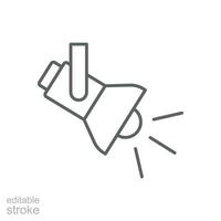 Searchlight icon. Simple outline style. Spotlight, stage light projector, floodlight, track light, theater concept. Thin line symbol. Vector illustration isolated. Editable stroke.