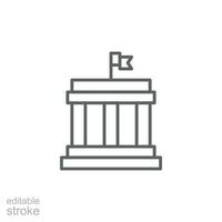 City hall building icon. Simple outline style. Municipal, hall town, embassy, council, government concept. Thin line symbol. Vector illustration isolated. Editable stroke.