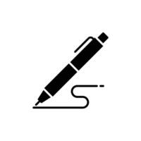 bolígrafo, escribir icono. sencillo sólido estilo. firma bolígrafo, papel, tinta, firmar, lápiz, herramienta, educación concepto. negro silueta, glifo símbolo. vector ilustración aislado.