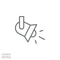 Searchlight icon. Simple outline style. Spotlight, stage light projector, floodlight, track light, theater concept. Thin line symbol. Vector illustration isolated. Editable stroke.