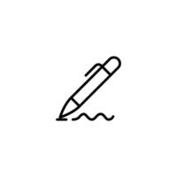 Pen, write icon. Simple outline style. Signature pen, paper, ink, sign, pencil, tool, education concept. Thin line symbol. Vector illustration isolated.