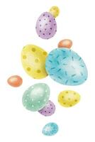 Cute Easter eggs. Paschal Concept with Easter Eggs with Pastel Colors. Isolated watercolor illustration. Template for Easter cards, covers, posters and invitations. vector