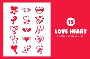 Love Heart Illustration Doodle Scribble Vector Set