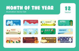 Month Of The Year Illustration Set vector