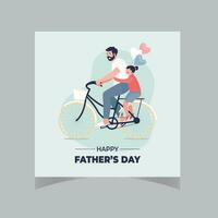 Fathers Day Illustration. Beautiful Springtime Illustration with Father and Child vector