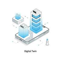 Digital Twin isometric stock illustration. EPS File vector