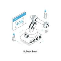 robótico error isométrica valores ilustración. eps archivo vector