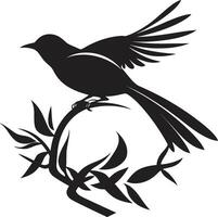 Weaver Wings Black Bird Nest Logo Feathered Nesting Vector Bird Icon