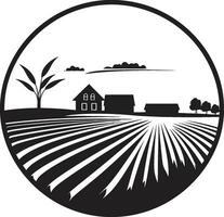 cosecha santuario negro icono para granjas rural oasis agrícola logo diseño vector